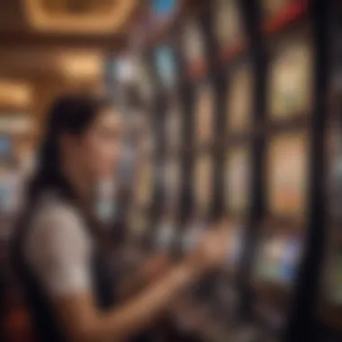 Player interacting with a modern slot machine showcasing advanced technology