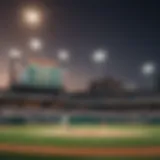 A baseball field with a scoreboard in view, highlighting the importance of analytics in betting.