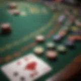 A vibrant display of various casino card games on a green felt table