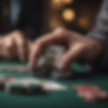 Close-up of a hand revealing a winning poker hand