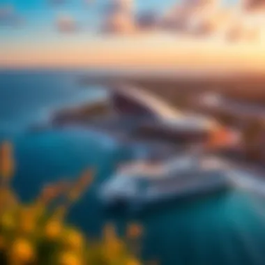 Aerial View of Ocean Casino An aerial view of a stunning ocean casino surrounded by vibrant coastal scenery