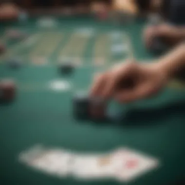 Strategic layout of a poker table with chips