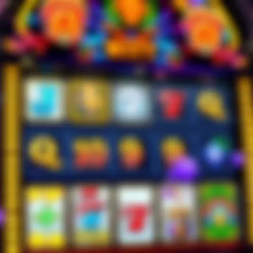 Digital Slot Machine Interface Colorful digital slot machine interface showcasing vibrant symbols and reels.