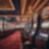 An array of colorful slot machines in a vibrant casino atmosphere