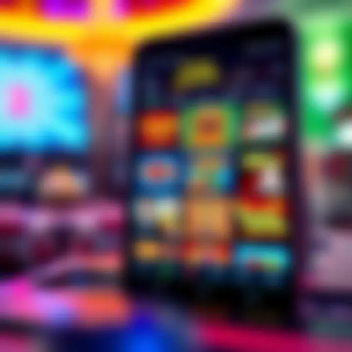 Illustration of mobile casino interface showcasing various games