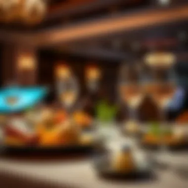 Gourmet dining setup featuring exquisite culinary presentations