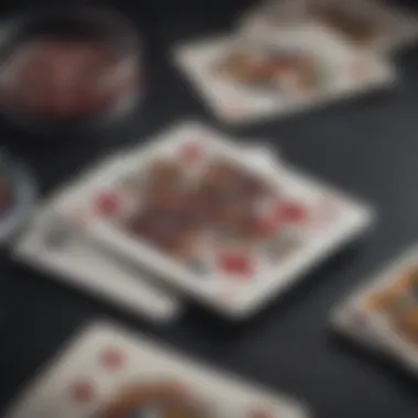 A detailed view of playing cards laid out on a table.