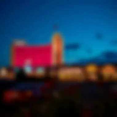 Exterior view of a prominent South Dakota casino at night