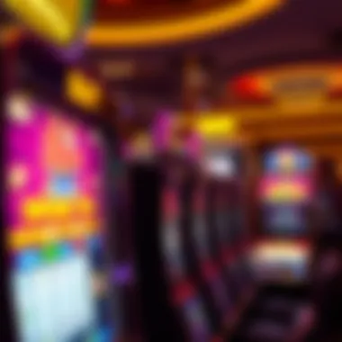 Slot machines with vibrant graphics and colorful lights