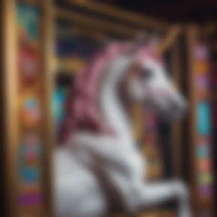 A detailed view of the unicorn slot machine display, showcasing colorful symbols and exciting gameplay elements.