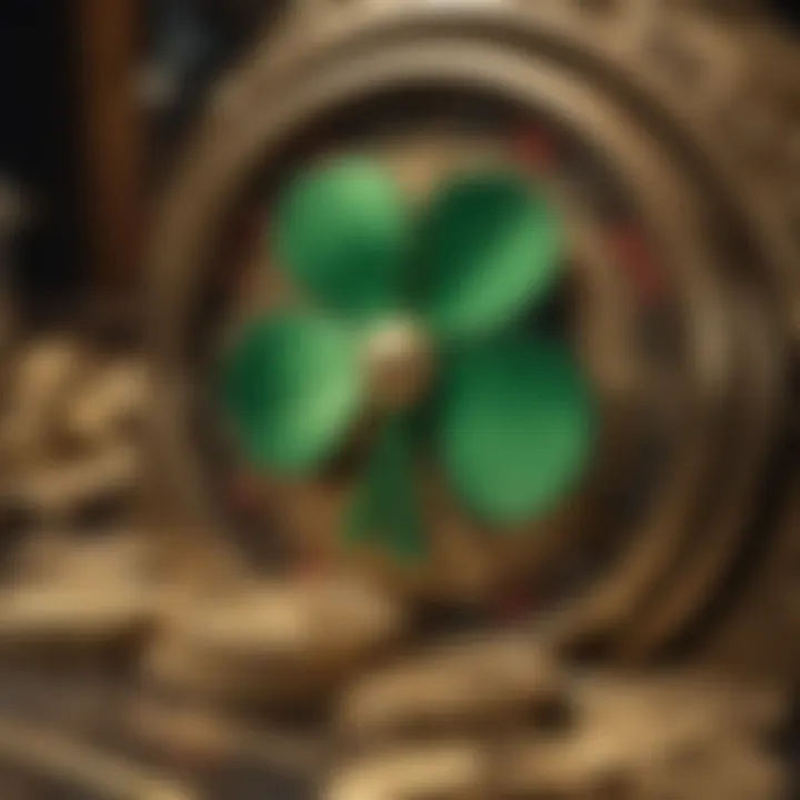 An artistic representation of the cultural significance of gambling, with elements of the Golden Shamrock theme.