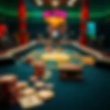 An engaging table setup for Multi Strike Poker showcasing unique cards and chips