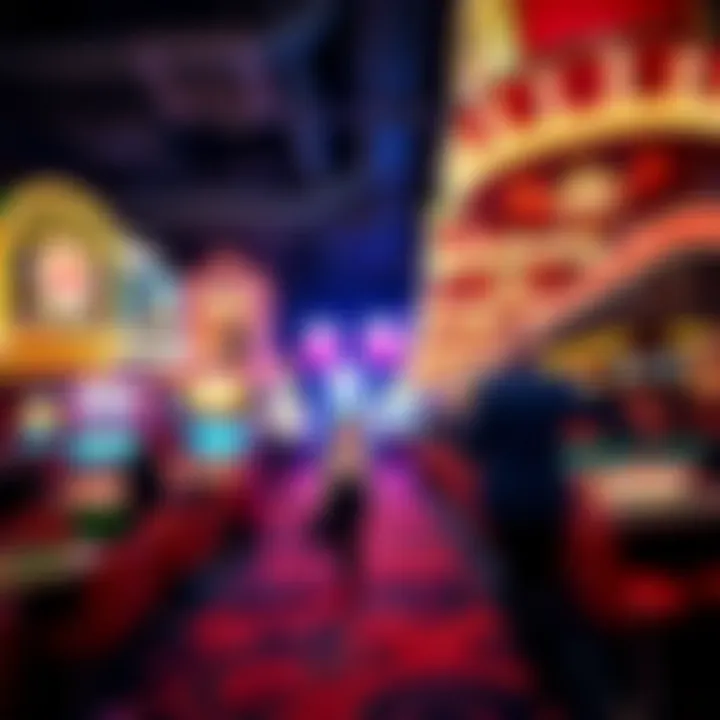 Illustration depicting the allure of Vegas casinos with vibrant lights and gaming tables