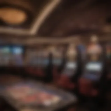 Vibrant gaming floor filled with various table games and slot machines