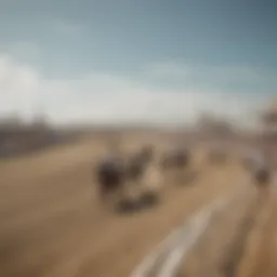 A panoramic view of the Pompano Horse Race Track during a race event