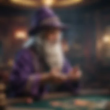 A mystical wizard casting spells in a vibrant online slot game