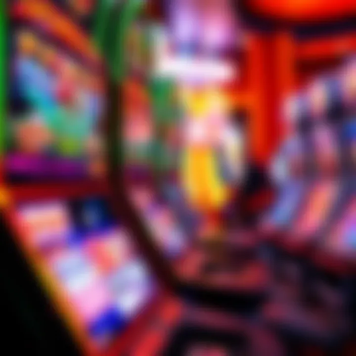 A close-up view of a Konami gaming machine showcasing its vibrant display and intricate design.