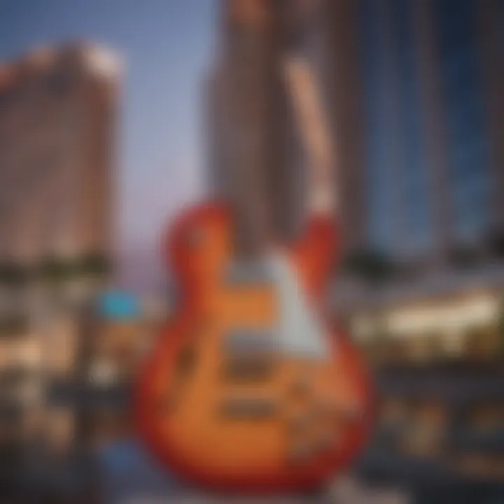 Exterior view of the Seminole Hard Rock Las Vegas showcasing its iconic guitar-shaped hotel