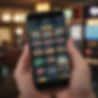 Gambling App Interface A modern smartphone displaying a gambling app interface.