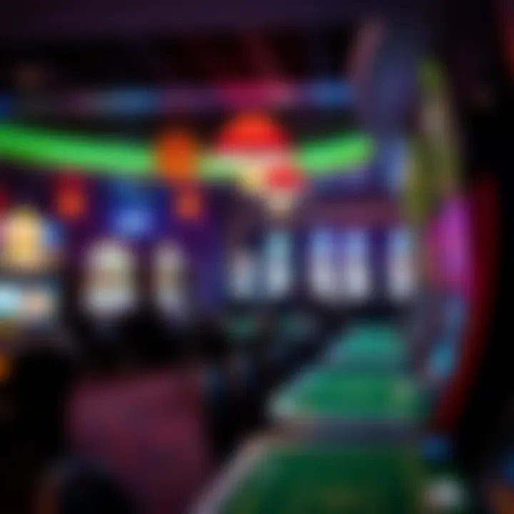 Inside the vibrant gaming area filled with slot machines and card tables