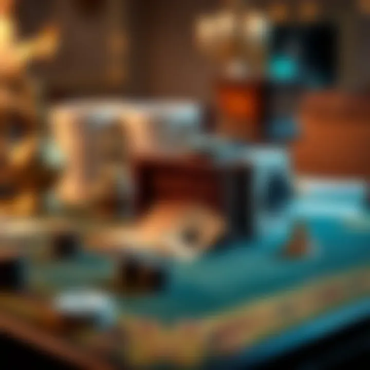 Historical artifacts related to card games spanning centuries