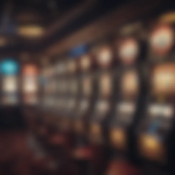 A casino environment showcasing various slot machines with players engaged in gaming