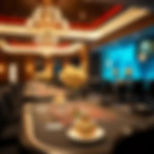 Elegant casino night setup with tables and decor