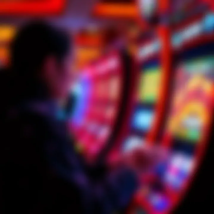 A player interacting with a high-tech slot machine featuring touch screen technology