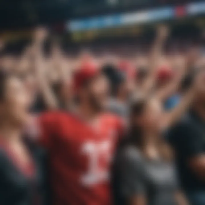 Diverse group of fans cheering at a sports event