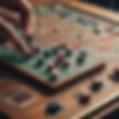 Close-up of players engaged in a squares betting game