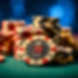 Close-up of high-quality casino poker chips showcasing design and texture