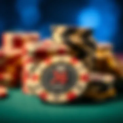 Close-up of high-quality casino poker chips showcasing design and texture