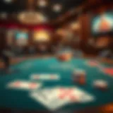 Vintage poker table with classic cards