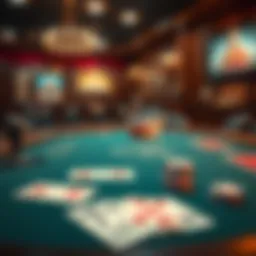 Vintage poker table with classic cards