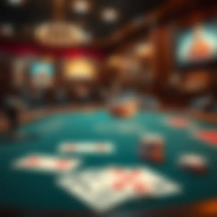 Vintage poker table with classic cards