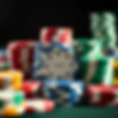 Colorful poker chips arranged in a creative pattern