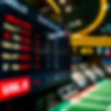 Betting odds displayed on a digital screen