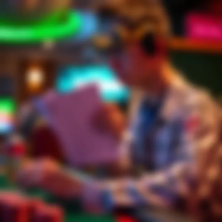 Illustration of a player reviewing terms and conditions of a bonus