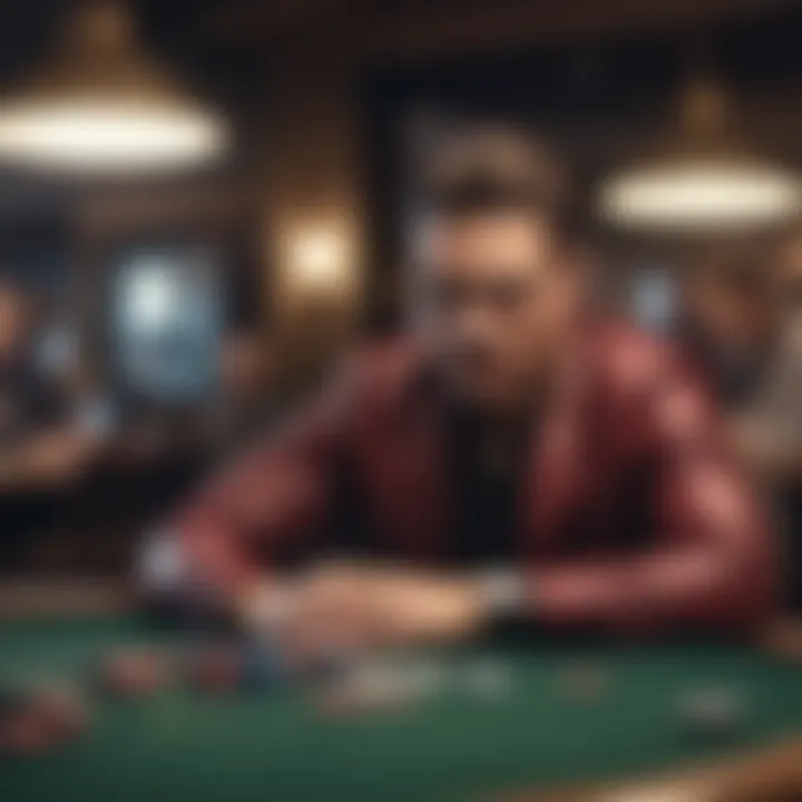 Focused player at a poker table