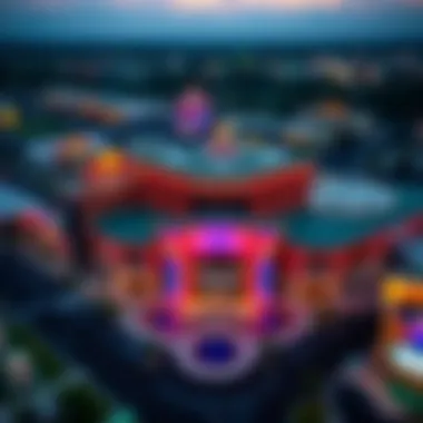 Aerial view of Wind Creek Casino showcasing its vibrant facade and surroundings