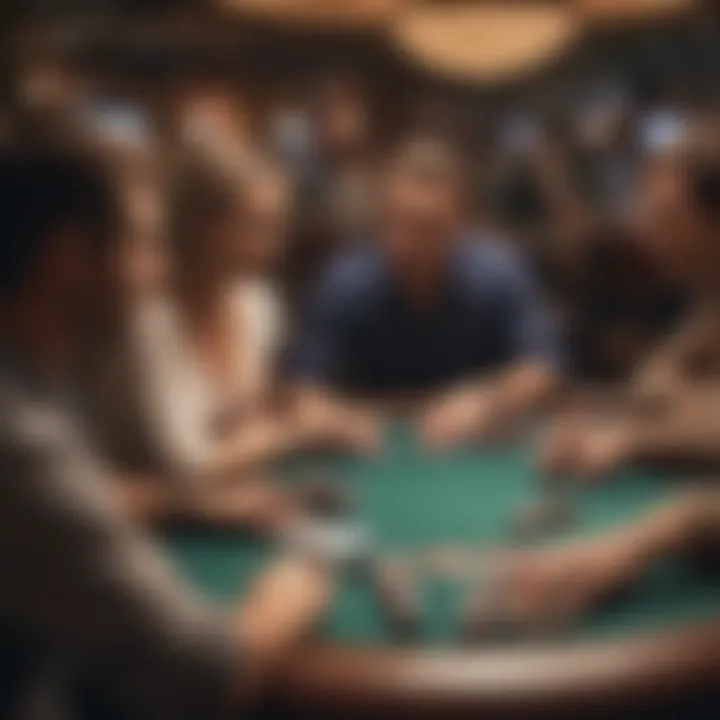 Circular view of players engaging at the poker tables